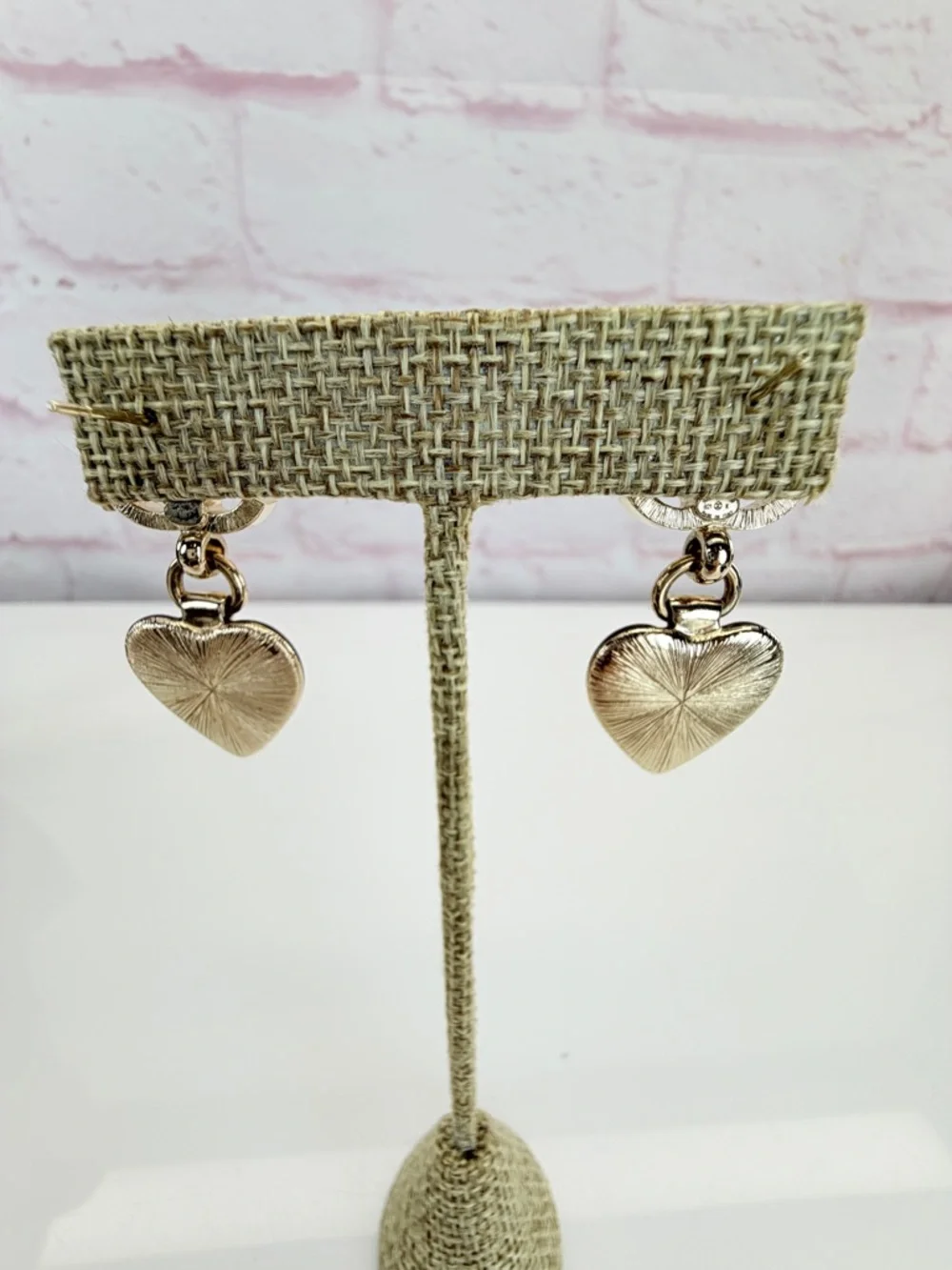Chanel 2021 Enamel & Strass CC Heart Drop Earrings